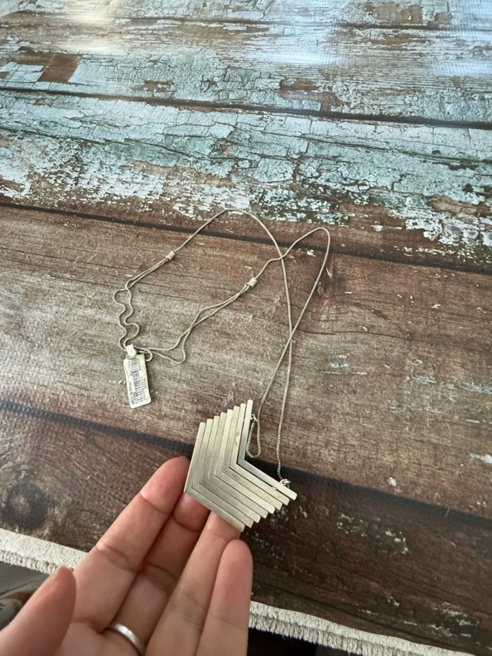 Madewell Silver Chevron Layered Pendant Necklace - Picture 6 of 7